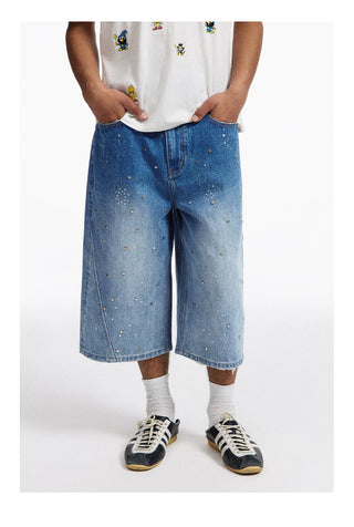 [CONP] Star Washed Crop Denim Pants