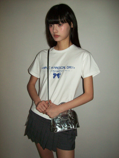 [moromoro2] Bow Print T-shirt