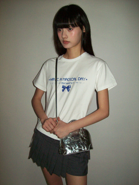 [moromoro2] Bow Print T-shirt