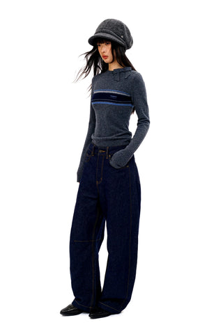 [Moromoro2] Bow Stripe Sweater