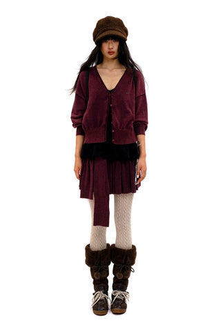 [Moromoro2] Knit Cardigan Skirt Set