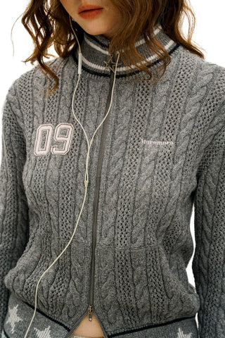 [Moromoro2] Star Ribbed Cable Knit Cardigan