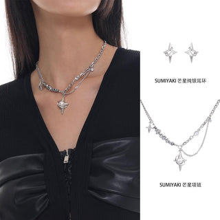 Pure silver 3D star earrings