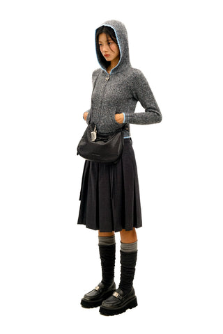 [Moromoro2] Bow Zip Hooded Cardigan