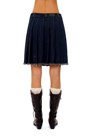 [Moromoro2] Denim Pleated Skirt