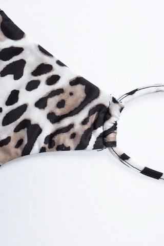 Leopard print halter self tie mini dress