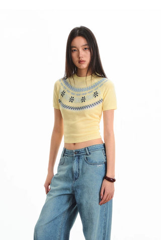 [NOTAWEAR] Fair Isle Knit T-Shirt