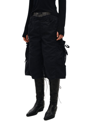 [Moromoro2] Faux Two-piece Waist Cropped  Pants