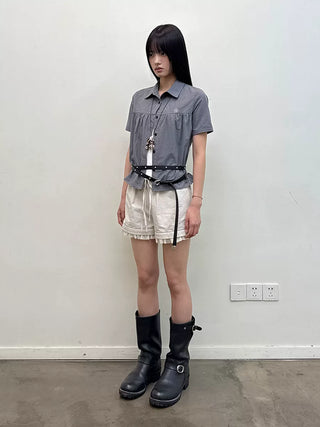 [NeverSeez] Pleated Short-Sleeve Shirt