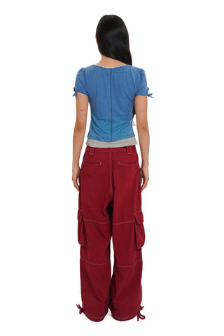 [Moromoro2] Faux Two-piece Lace V-neck  T-shirt