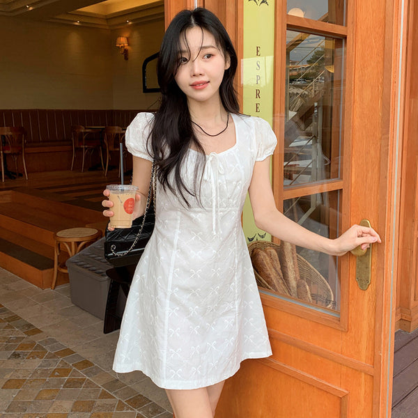 Square neck Short Dress