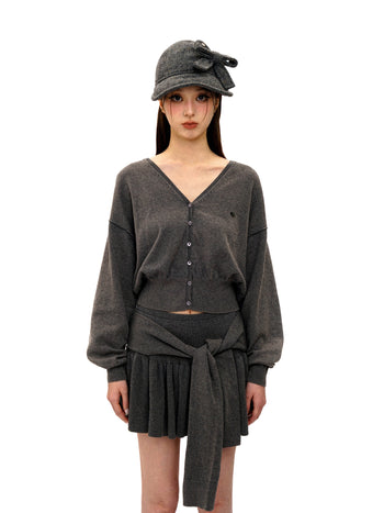 [Moromoro2] Knit Cardigan Skirt Set