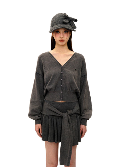 [Moromoro2] Knit Cardigan Skirt Set