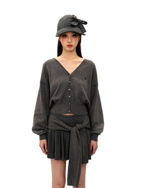 [Moromoro2] Knit Cardigan Skirt Set