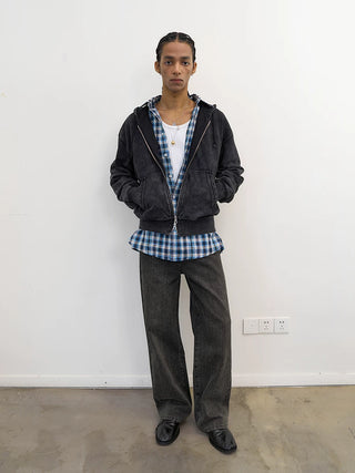 [NeverSeez] Textured Straight-leg Jeans