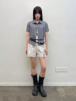 [NeverSeez] Pleated Short-Sleeve Shirt