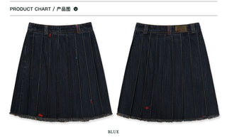 [Moromoro2] Denim Pleated Skirt