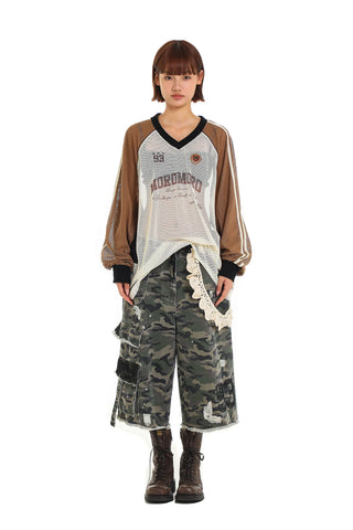 [Moromoro] V-neck Jersey Cutout T-shirt