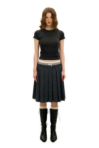 [Moromoro2] Faux Spliced Pleated Skirt