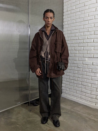 [NeverSeez] Washed Distressed Workwear Jacket