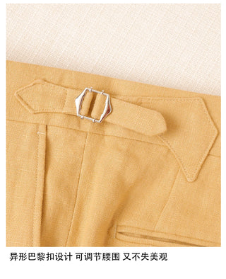 [CULTUM] Linen Double Pleated Trousers