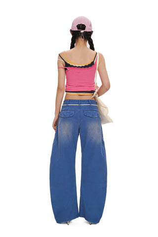 [moromoro2] Distressed Saber-Cut Cotton  Pants