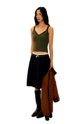 [Moromoro2] Faux Spliced Pleated Skirt
