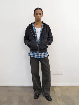 [NeverSeez] Linen Plaid Shirt