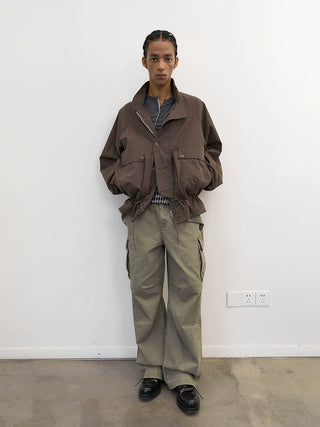 [NeverSeez] Stand Collar Drawstring Jacket