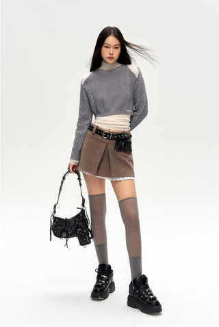 [NAWS] A-line lace woolen skirt pants