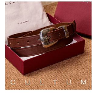[CULTUM] Engraved Silver Buckle Belt