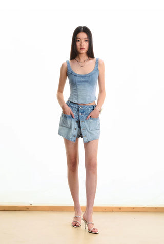[NOTAWEAR] Denim Fishtail Sleeveless top