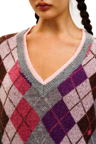 [Moromoro2] Gray Pink Diamond Cardigan