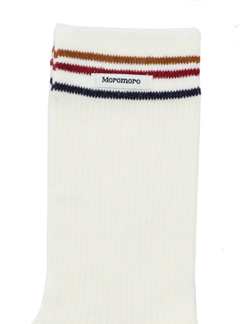 [Moromoro2] Striped Ribbed Mid-calf Socks