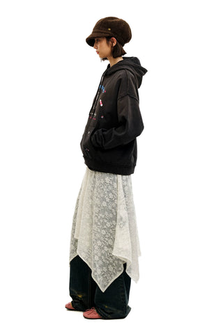 [Moromoro2] Embroidered Rabbit Hooded  Sweatshirt