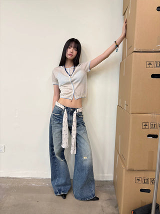 [NeverSeez] Colorblock Knit Cardigan