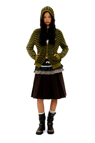 [Moromoro2] Striped Hooded Cardigan