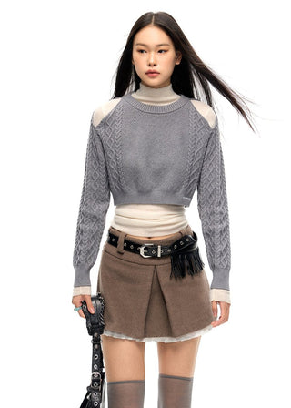 [NAWS] A-line lace woolen skirt pants