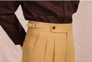 [CULTUM] Linen Double Pleated Trousers