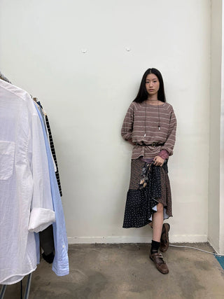 [NeverSeez] Crescent Dot Patchwork Sling Dress