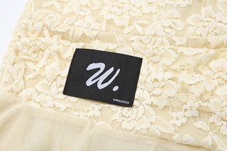 Long sleeve lace up lace ruffle mini dress