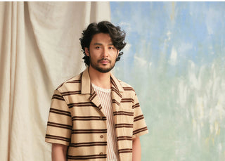 [CULTUM] Striped Cuban Collar Shirt