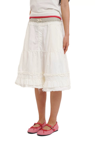 [Moromoro2] Faux Two-piece Plaid A-line  Skirt