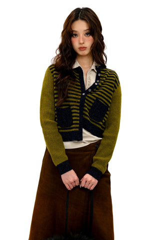 [Moromoro2] Striped Knit Cardigan
