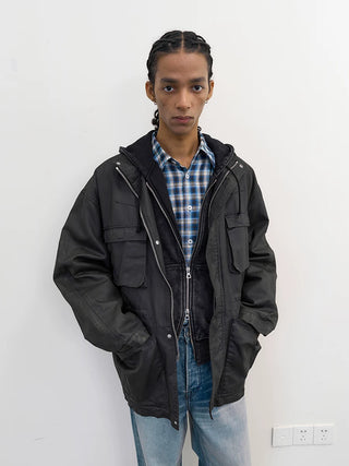 [NeverSeez] Distressed Waxed Workwear Jacket