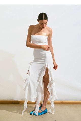 [NOTAWEAR] Irregular Ruffle Strapless Dress