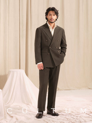 [CULTUM] Herringbone Brushed Double-Breasted Suit