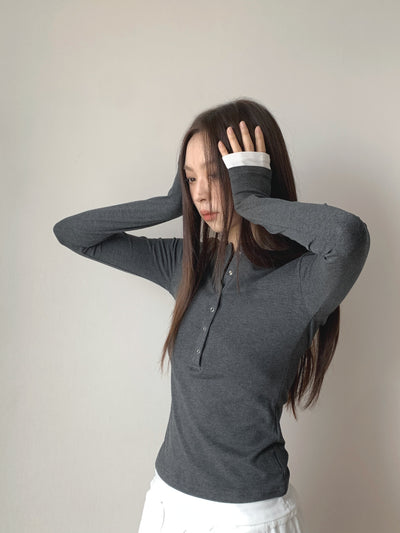 [Fake Two-Piece] Retro Long Sleeve T-Shirt