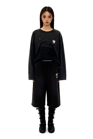 [Moromoro2] Rabbit Applique Distressed  T-shirt