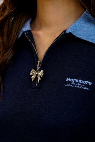 [Moromoro2] Faux Two-piece Polo Sweater